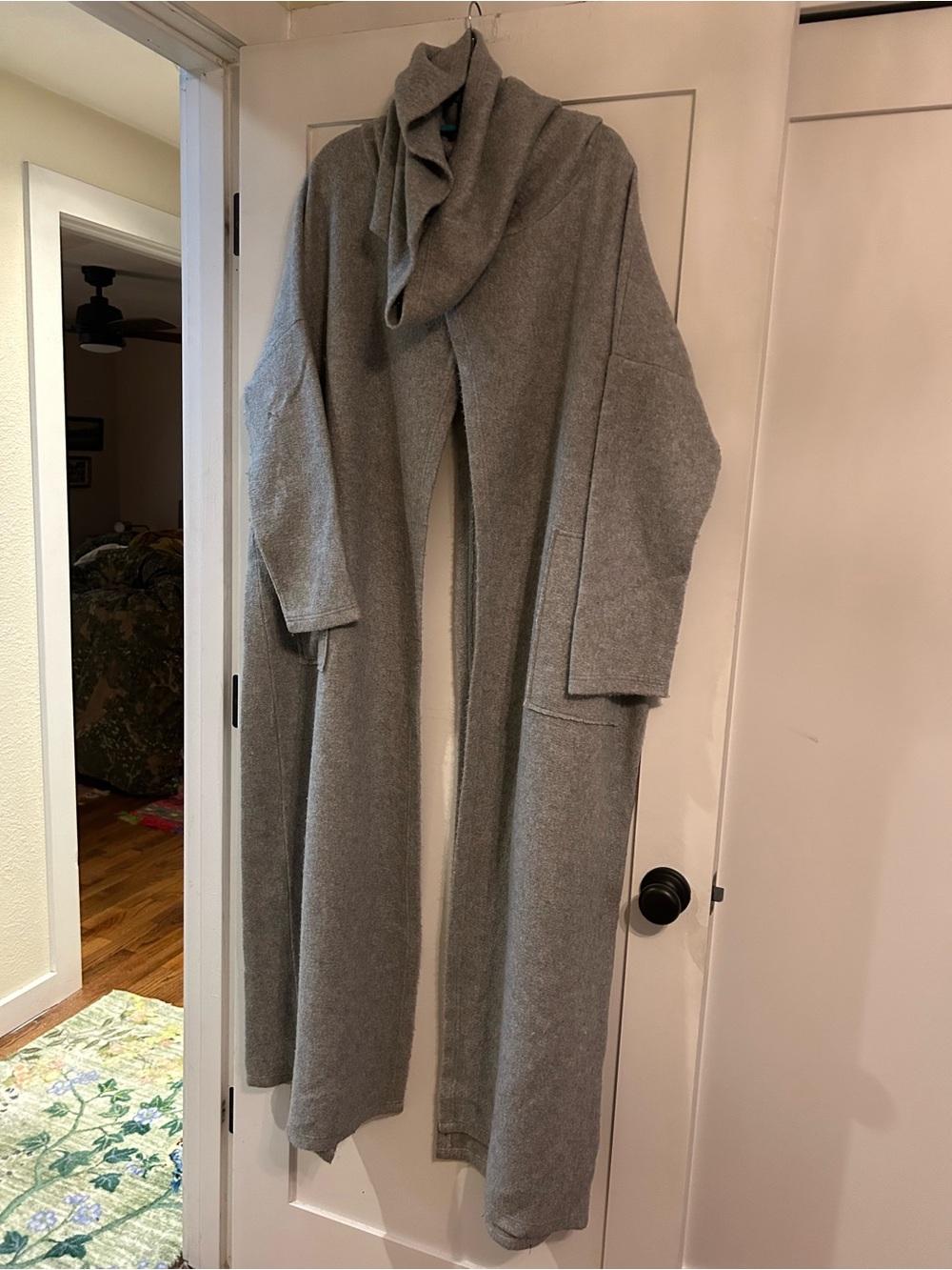 Free People Gray Long Draped Women's Coat with Shawl Collar
